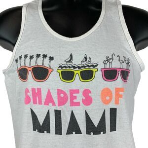 Vintage 80s Shades of Miami Florida Tank Top Mens Small Sunglasses T Shirt White
